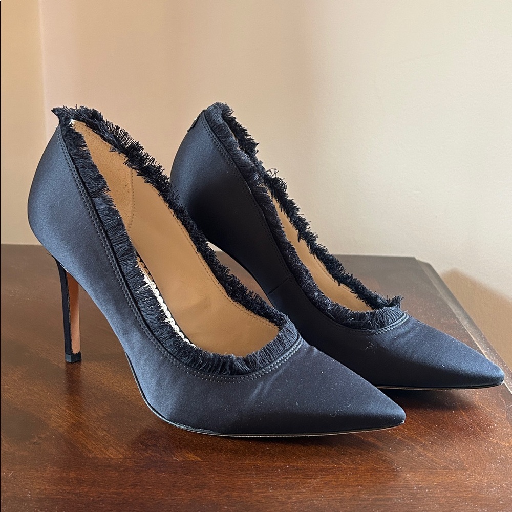 Sam Edelman Black Haylan Frayed Pumps